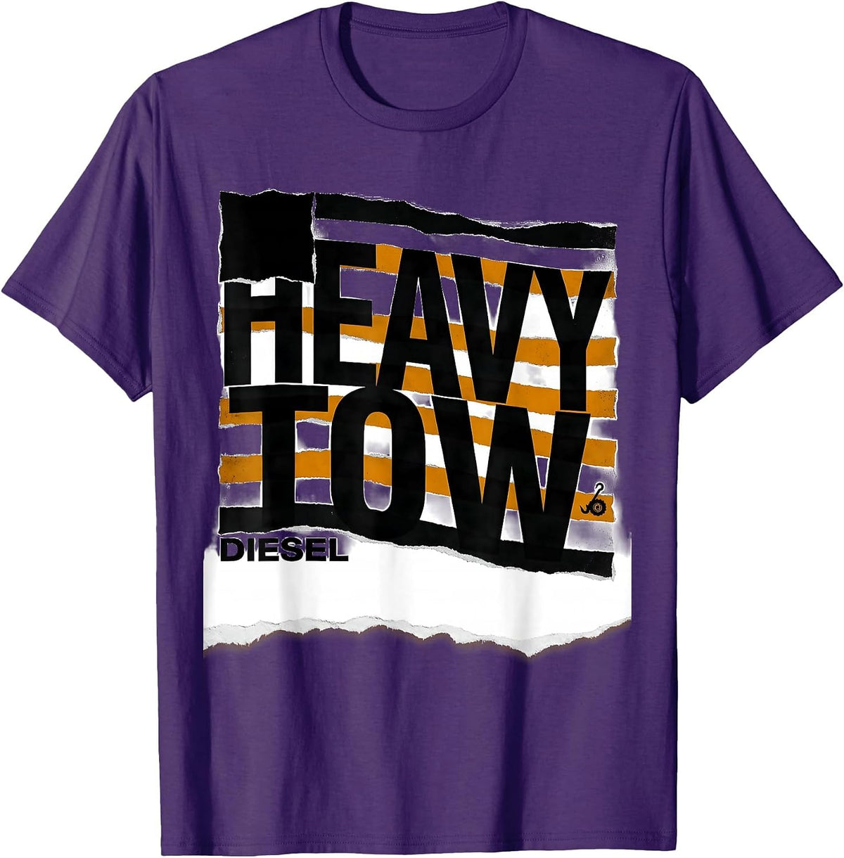 HEAVY TOW DIESEL Distressed American Flag Truck Driver T-Shirt - Purple