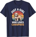 Girls Cavapoo T-Shirt - Navy Blue