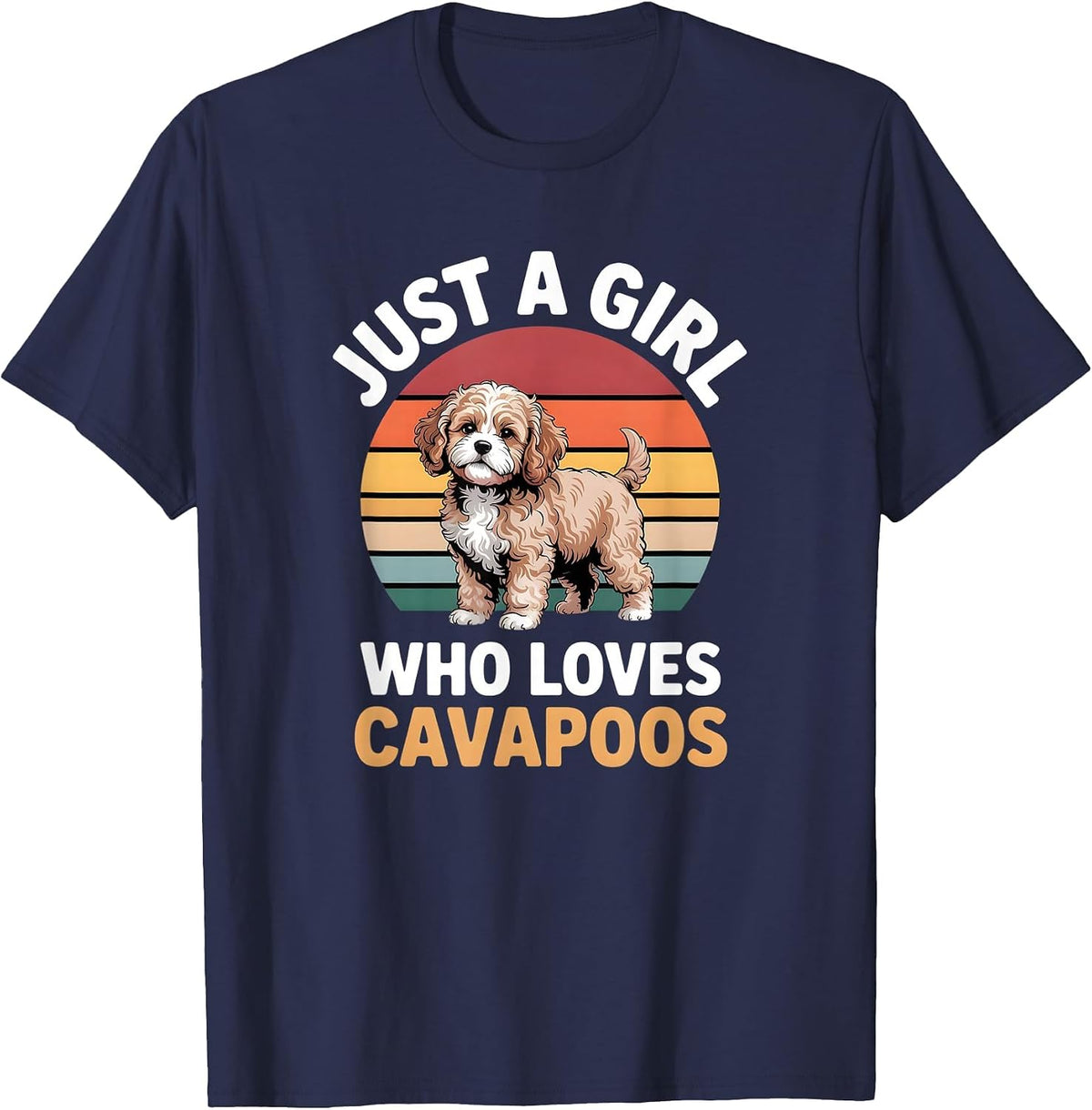 Girls Cavapoo T-Shirt - Navy Blue