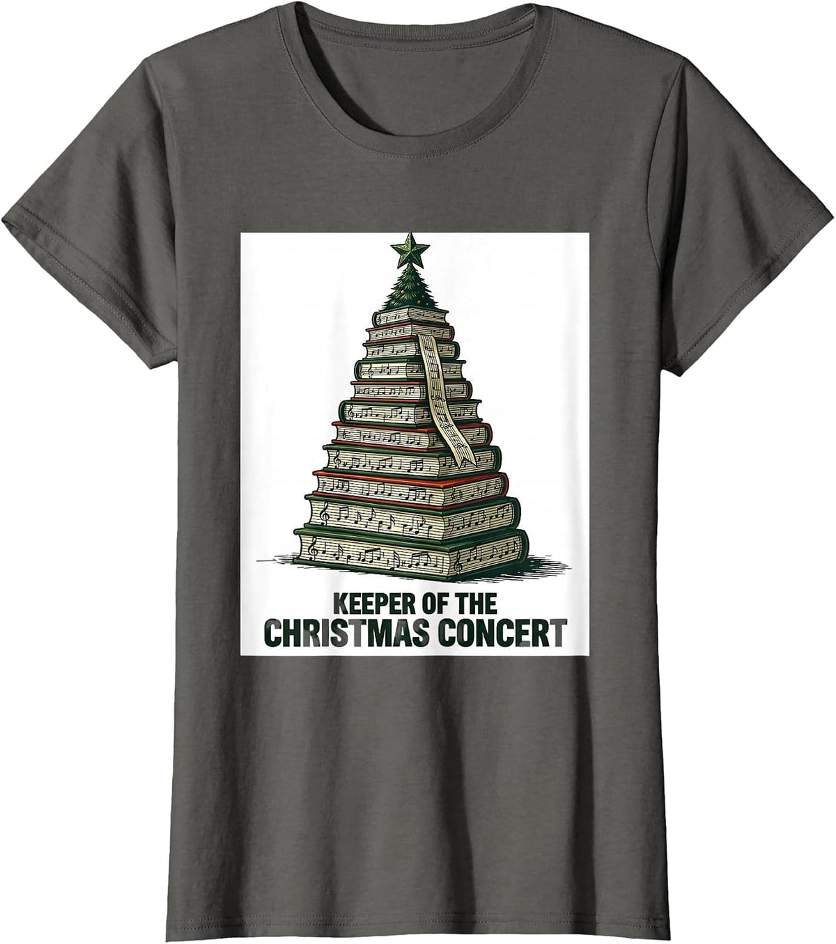 Women's Keeper Of The Christmas Concert Festive Music Teacher Gift T-Shirt - Asphalt Grey