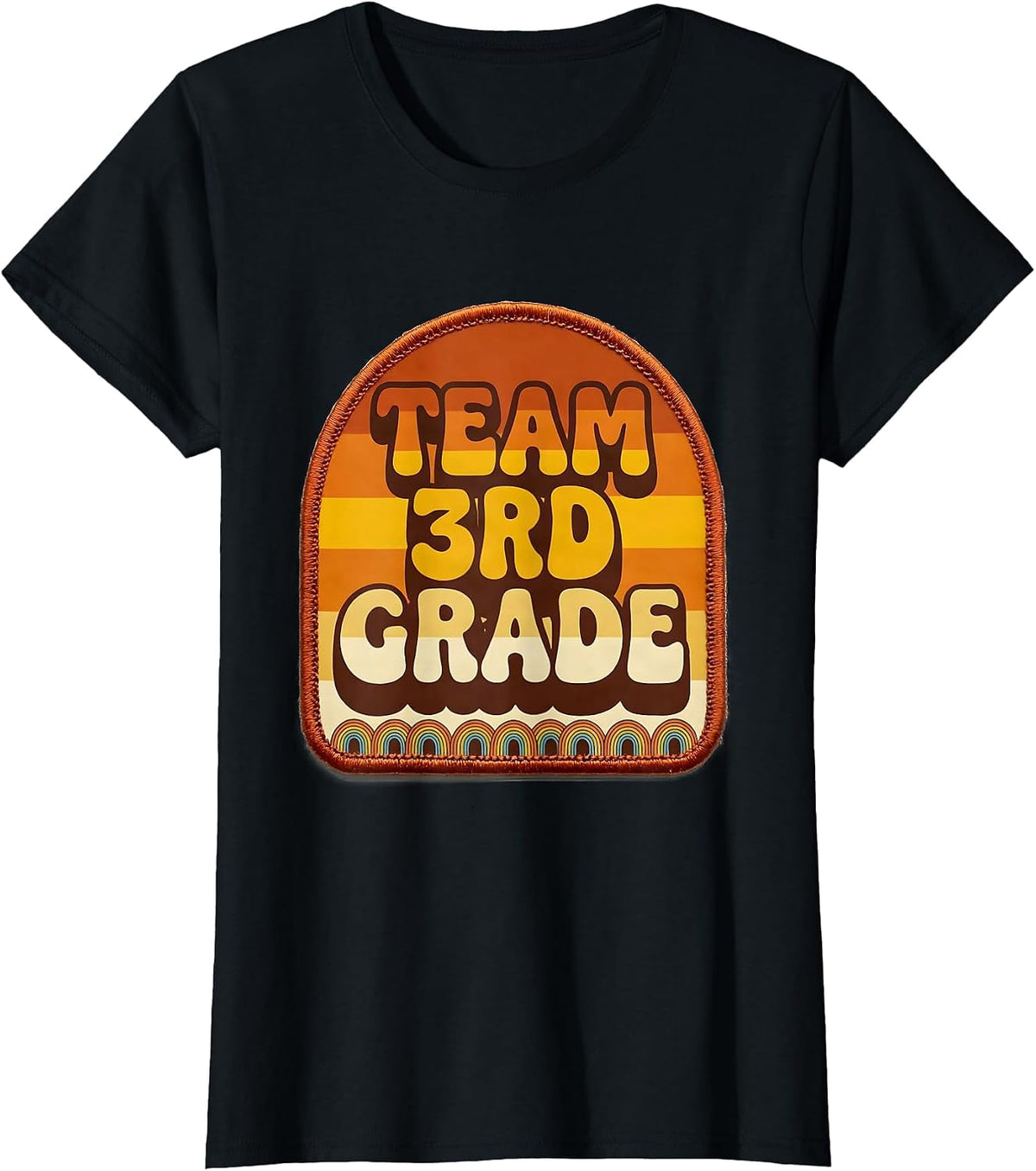Women's Team 3rd Grade Retro 70s Back To School Teacher Student T-Shirt - Black