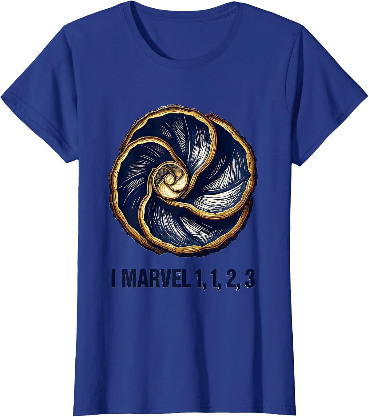 Women's I Marvel 1, 1, 2, 3 Fibonacci Golden Ratio Sacred Geometry T-Shirt - Royal Blue