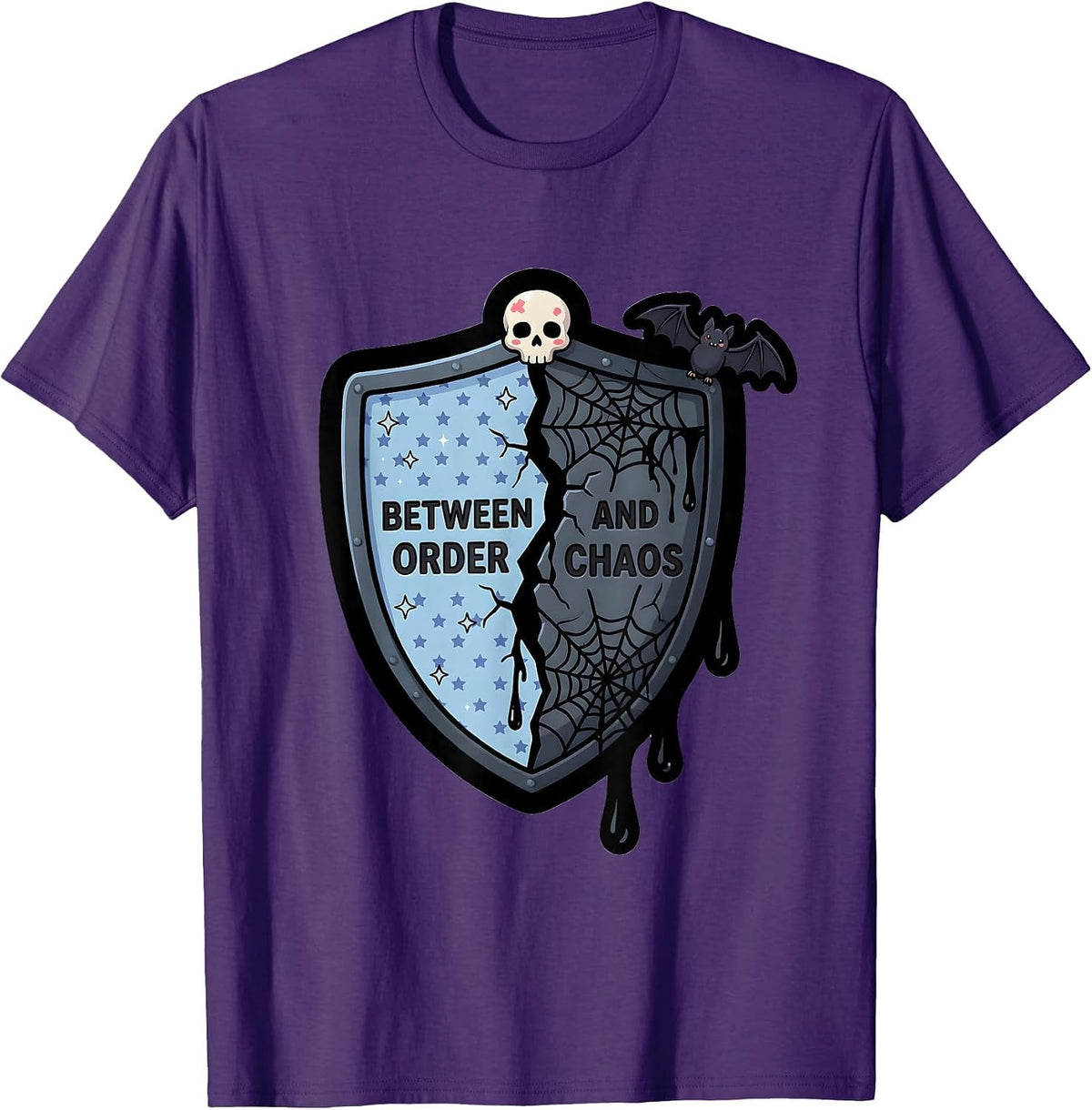 Men's Thin Blue Line Between Order and Chaos Design T-Shirt - Purple