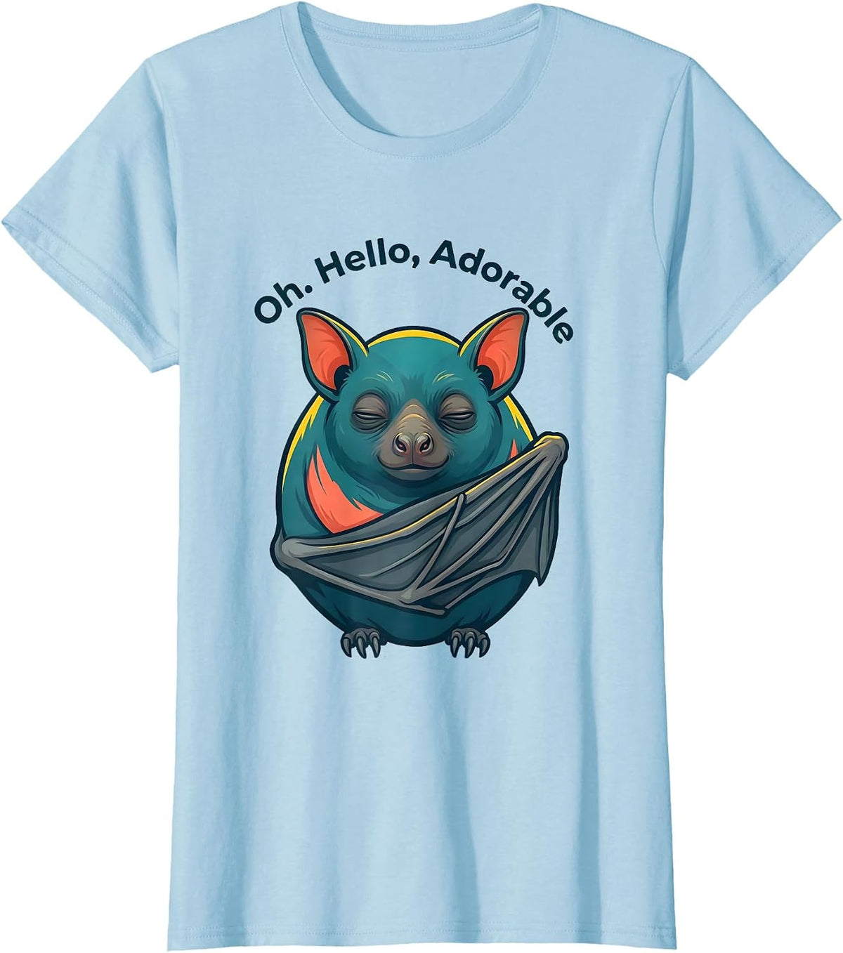 Oh. Hello, Adorable Vintage Bat Lover Halloween Nature T-Shirt - Baby Blue
