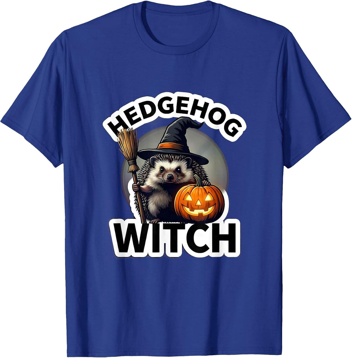 Men's Hedgehog Witch Sticker Style Halloween Animal Costume Group T-Shirt - Royal Blue
