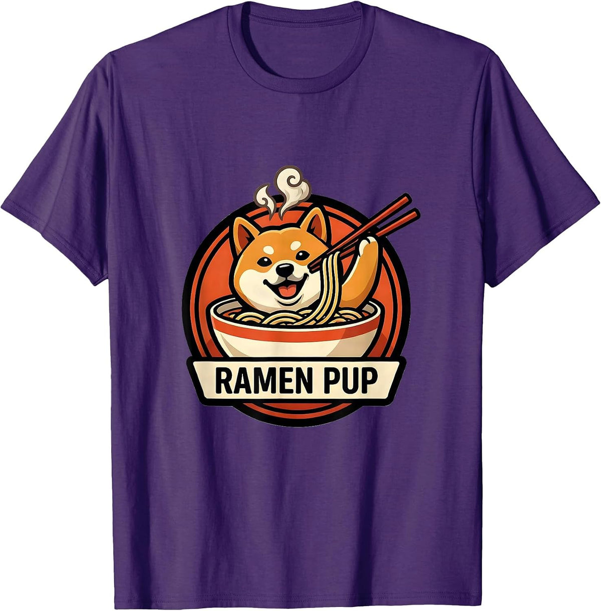 Men's Ramen Pup Cute Kawaii Anime Food Lover Japanese Animal Humor T-Shirt - Purple