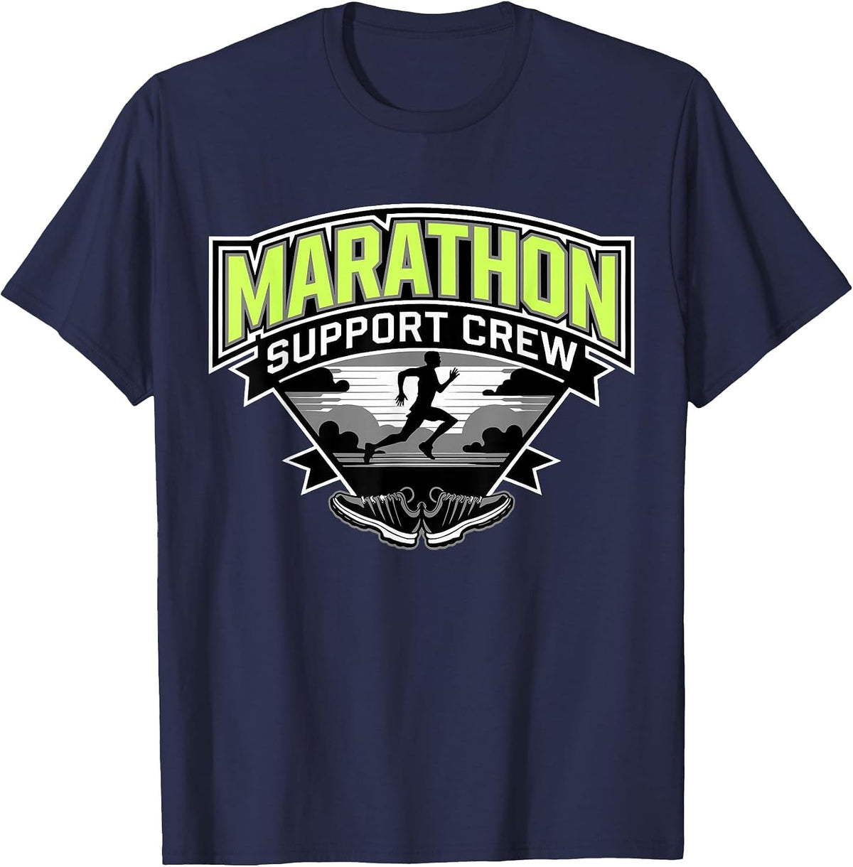 Marathon Support Crew, Funny Running Marathon for Men Women T-Shirt - Navy Blue