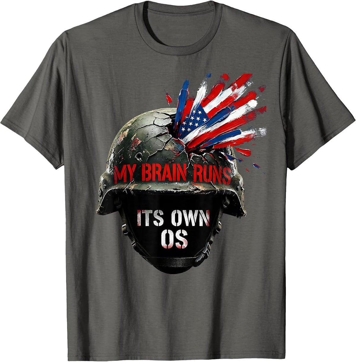 Men's My Brain Runs Its Own OS Neurodiversity Design T-Shirt - Asphalt Grey
