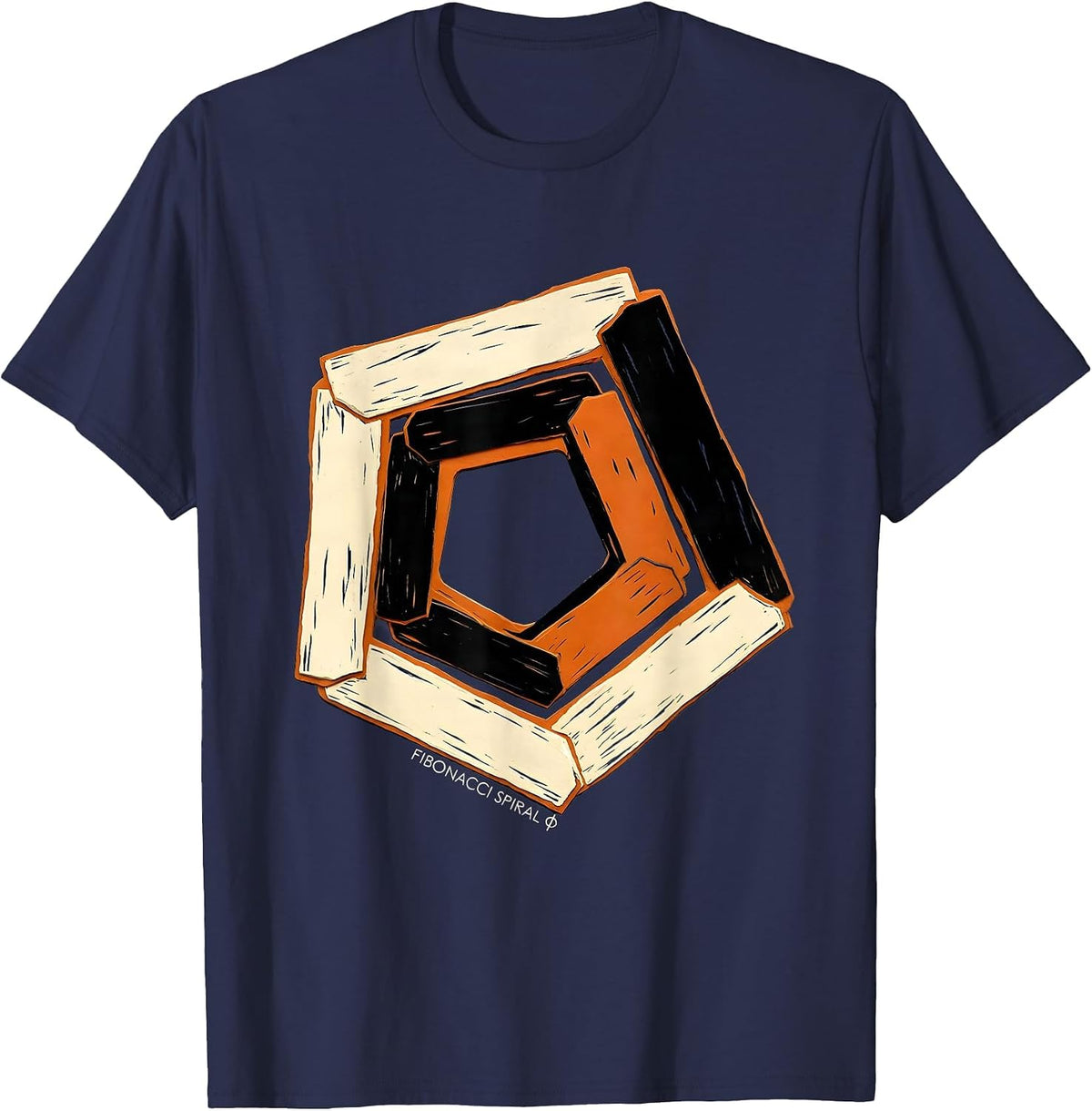 Men's Fibonacci Spiral Φ Sacred Geometry Math Enthusiast T-Shirt - Navy Blue