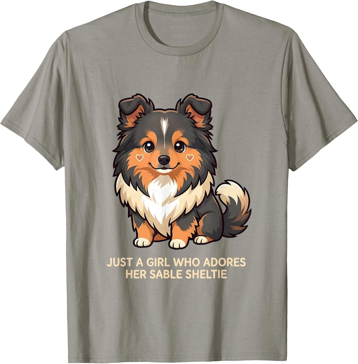 Men's Just A Girl Who Adores Her Sable Sheltie Cute Kawaii T-Shirt - Slate Grey