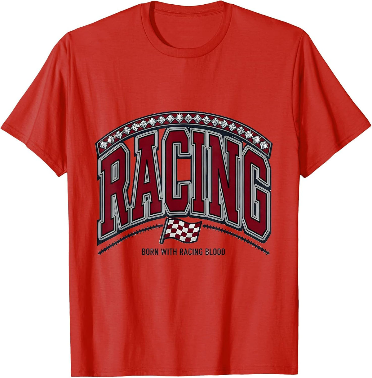 Men's Born With Racing Blood Motorsport Design T-Shirt - Red