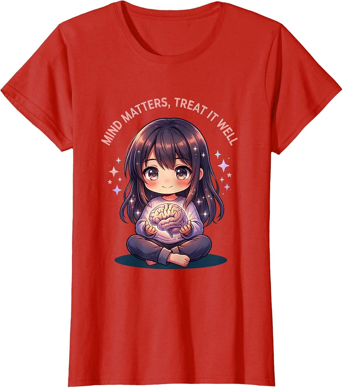 Mind Matters Treat It Well Mental Health Design T-Shirt - Red