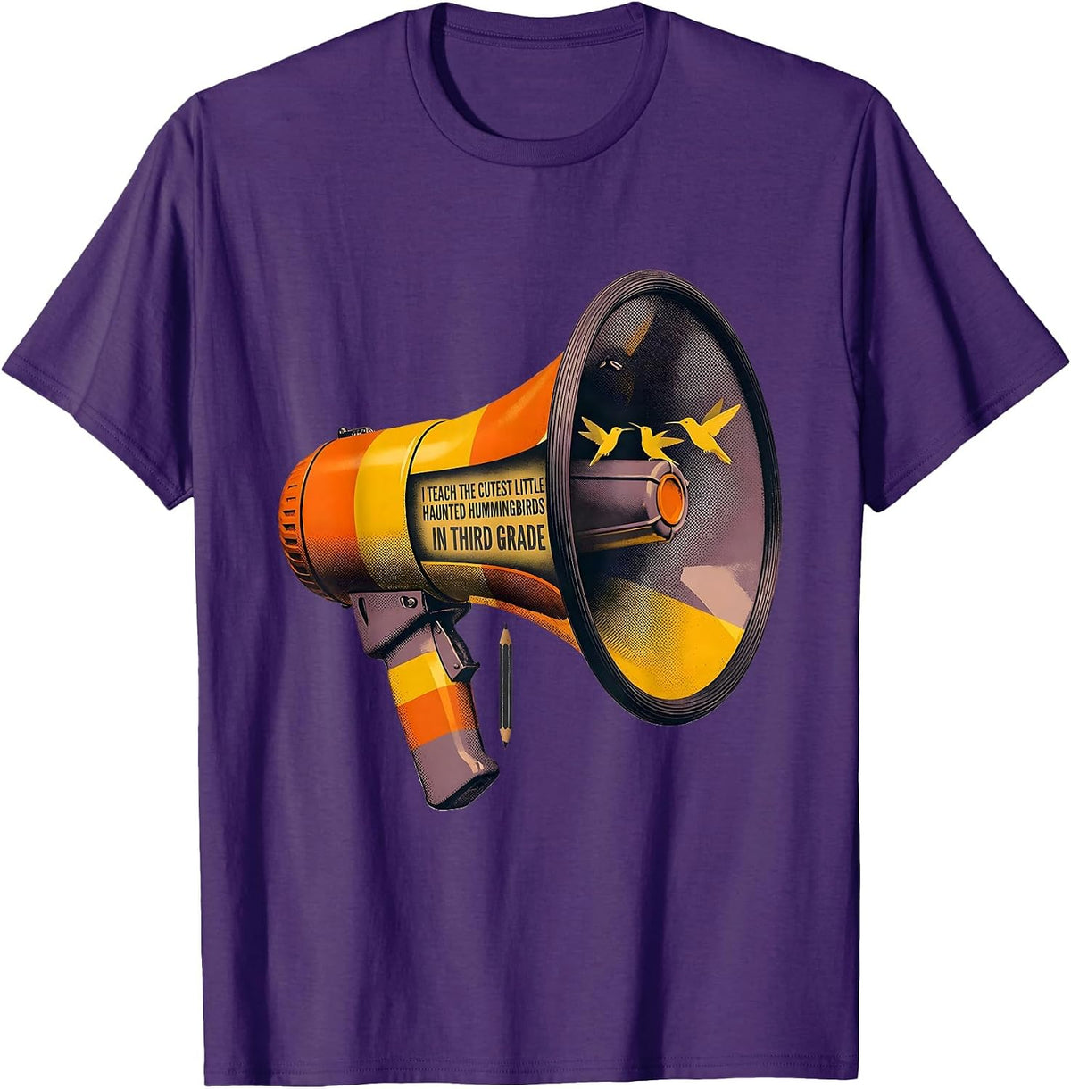 I Teach The Cutest Little Haunted Hummingbirds Third Grade T-Shirt - Purple