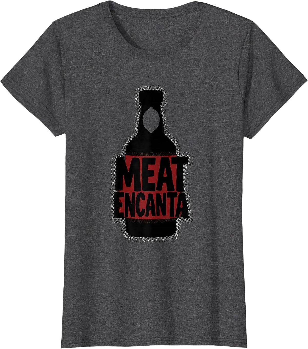 Women's Meat Encanta Blackwork Dotwork Cinco De Mayo Spanish Pun T-Shirt - Dark Heather Grey