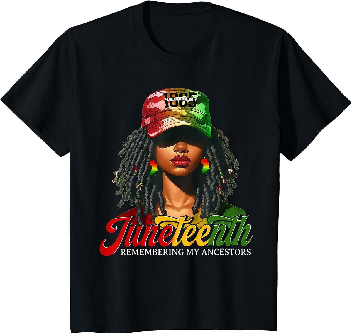 Juneteenth Tshirt Women Loc'd Hair Remebering My Ancestors T-Shirt - Black