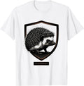 Men's Hedgehog Minimalist Badge Patch Line Art Animal T-Shirt - White