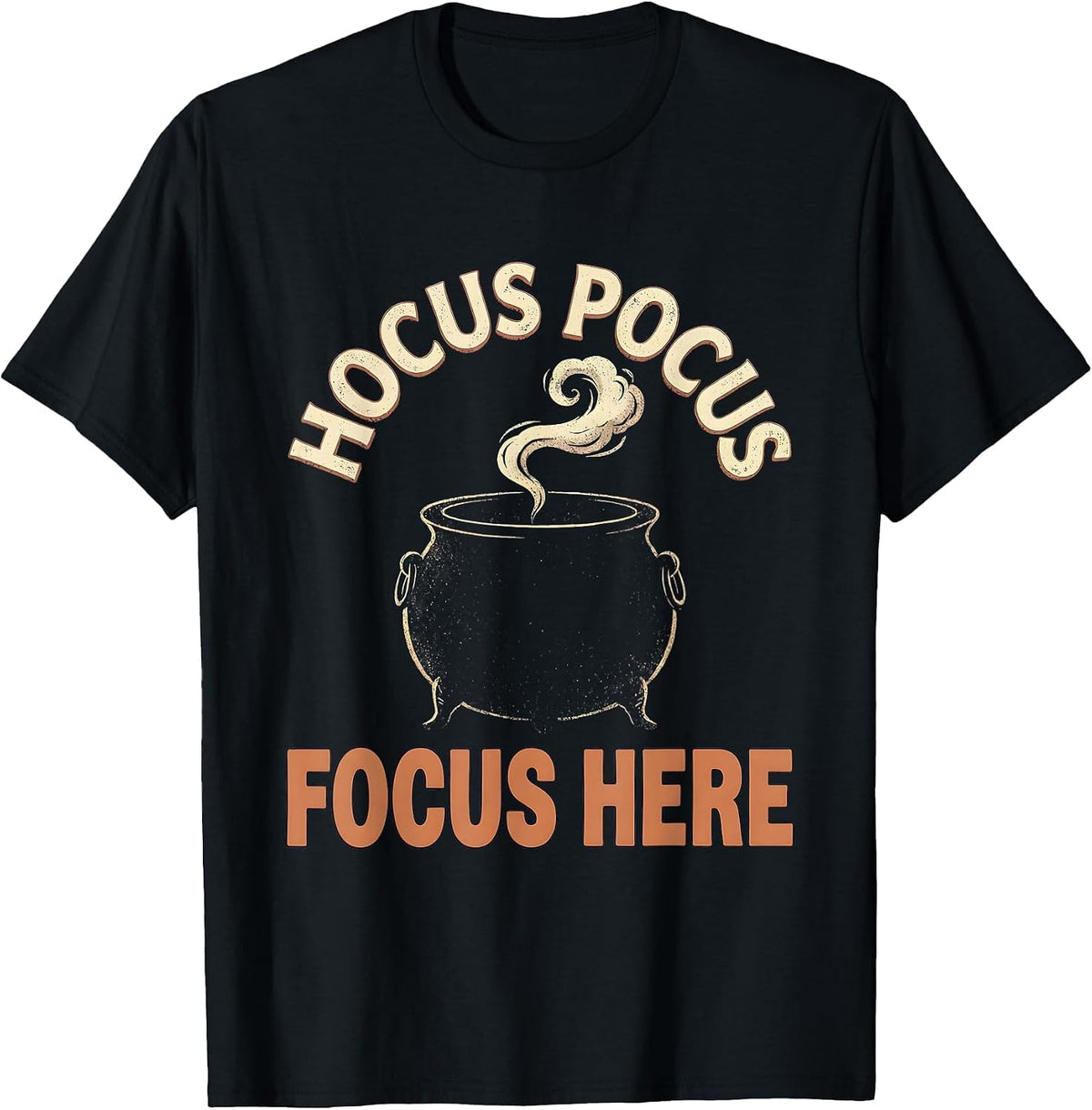 Men's Hocus Pocus Focus Here Vintage Funny Teacher Halloween T-Shirt - Black