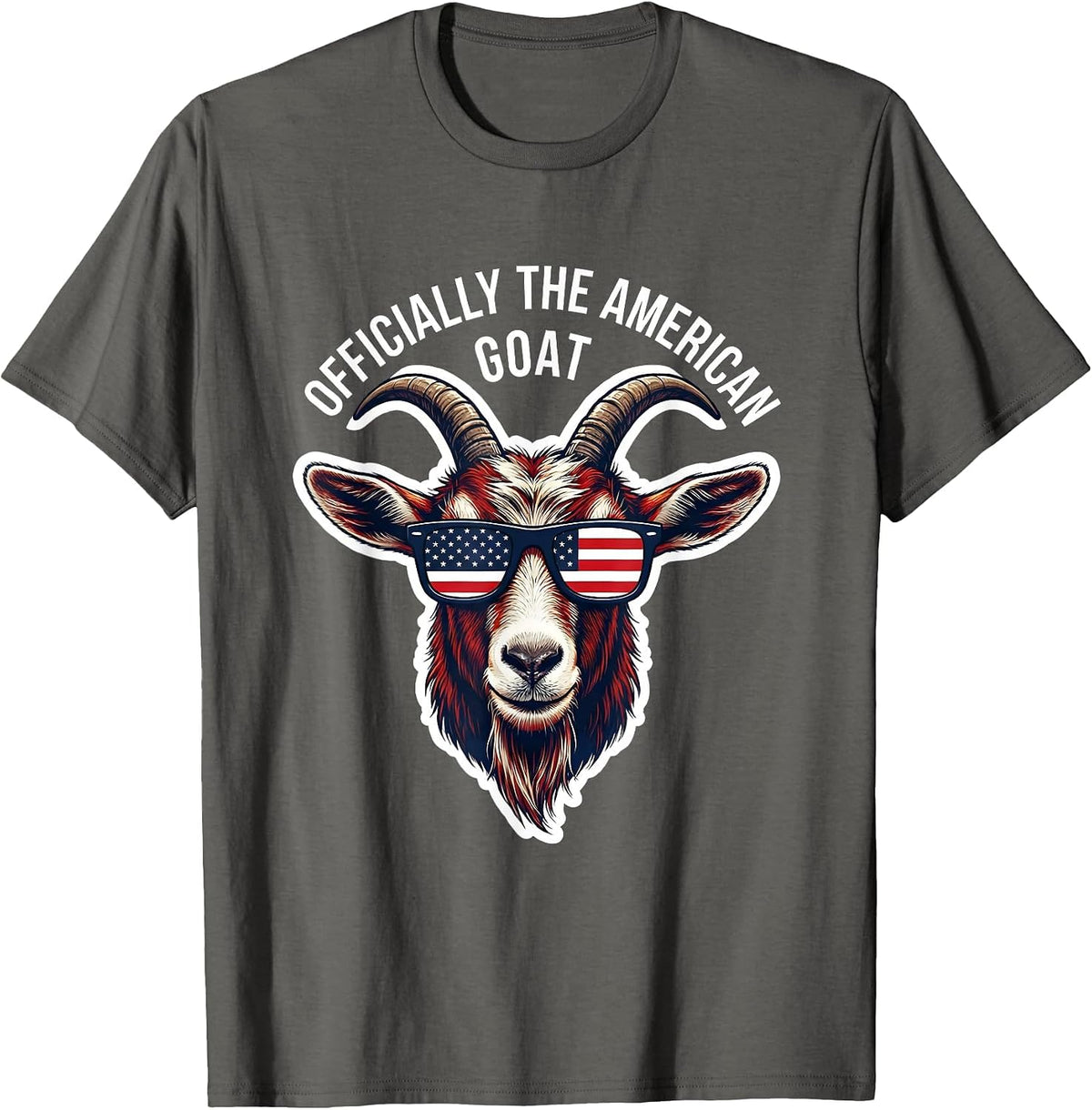 Officially the American GOAT Funny Goat with Patriotic T-Shirt - Asphalt Grey