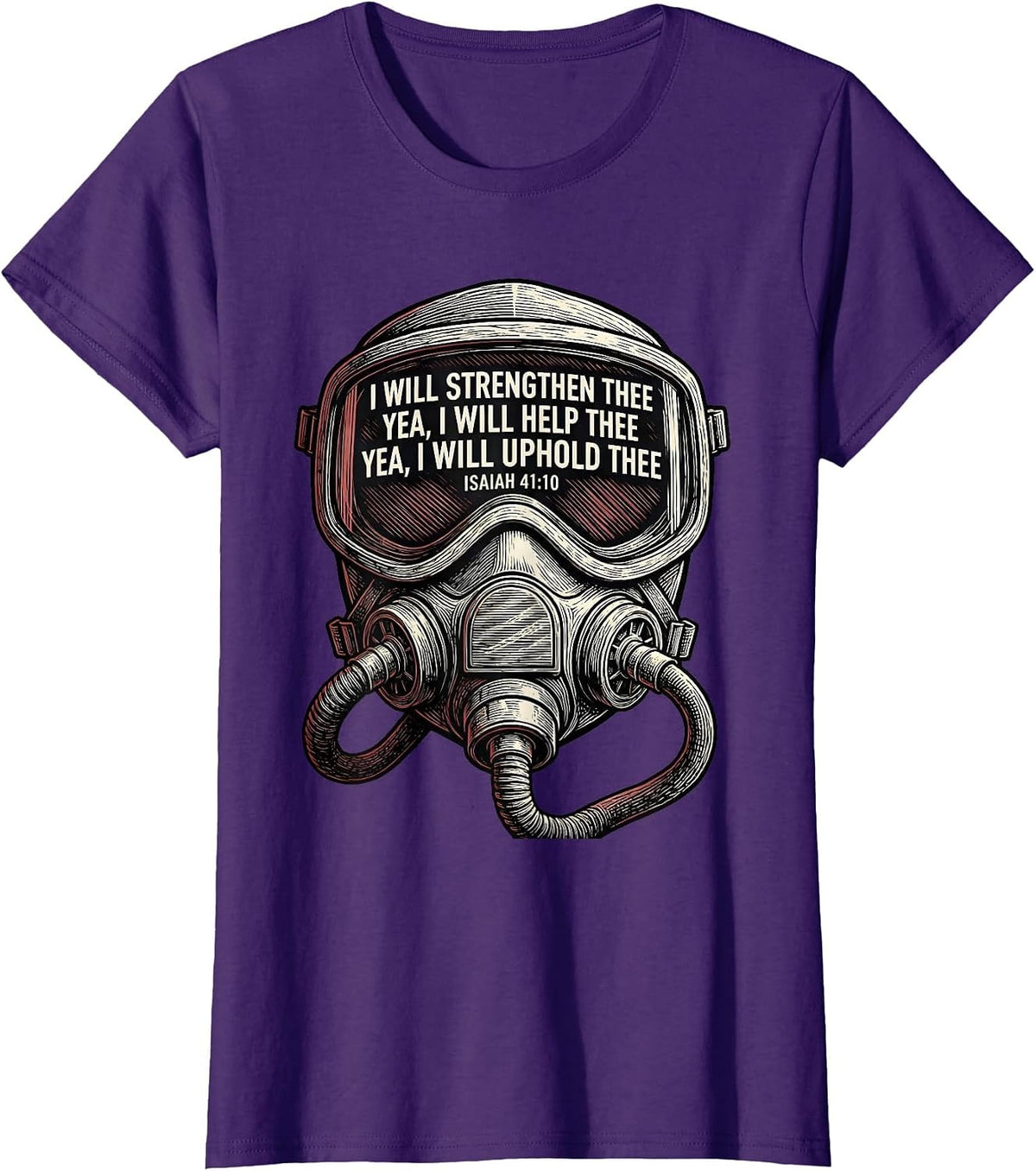 Women's I Will Strengthen Thee Isaiah 41:10 Faith Bible Verse T-Shirt - Purple