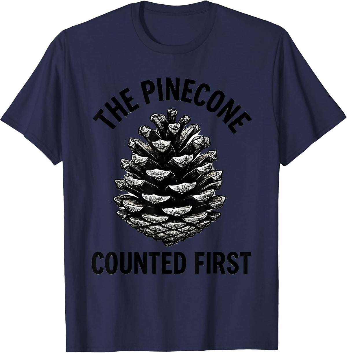 The Pinecone Counted First Math Enthusiast Sacred Geometry T-Shirt - Navy Blue