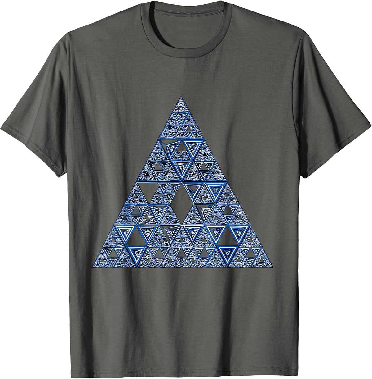 Infinite Triangles Fractal Math Teacher Design T-Shirt - Asphalt Grey