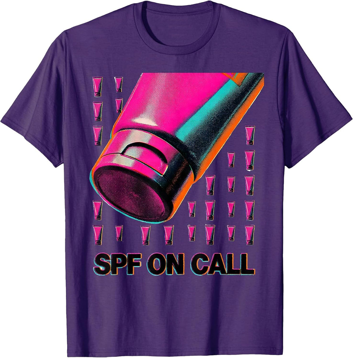 SPF On Call Risograph Humor Esthetician Lash Tech Workwear T-Shirt - Purple