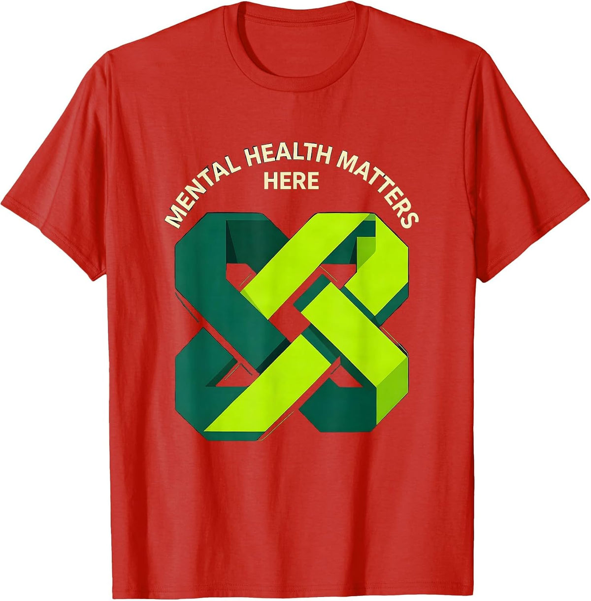 Men's Mental Health Matters Here Geometric Awareness Support T-Shirt - Red