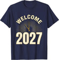 Welcome 2027 Emblem New Year Party Family Matching Crew T-Shirt - Navy Blue