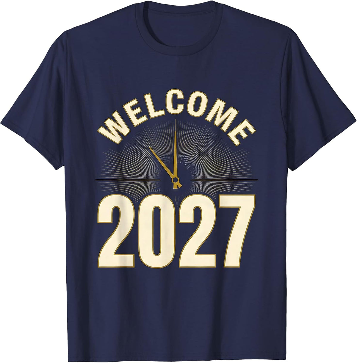 Welcome 2027 Emblem New Year Party Family Matching Crew T-Shirt - Navy Blue