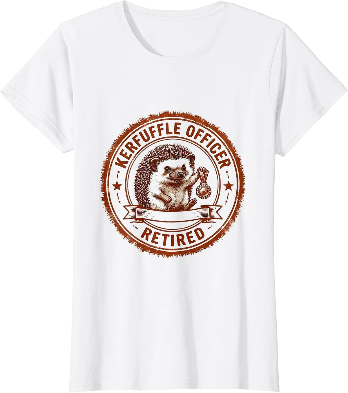 Kerfuffle Officer, Retired Whimsical Hedgehog Meme Humor T-Shirt - White