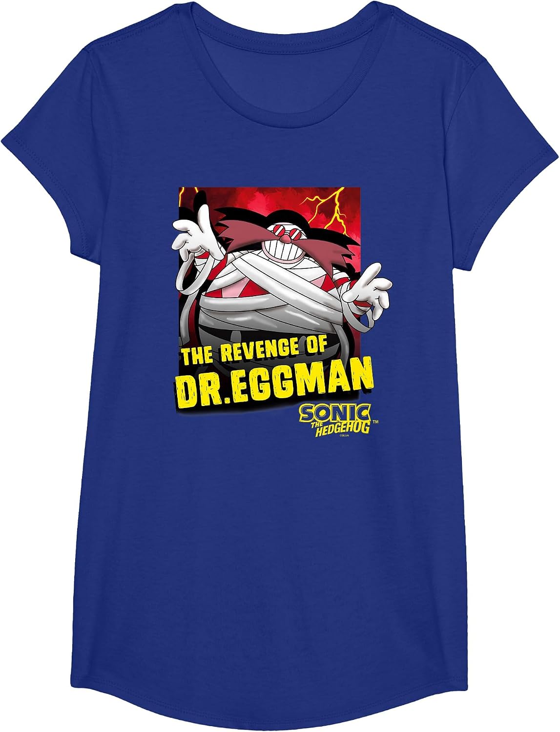 Sonic The Hedgehog Halloween The Revenge of Dr Eggman Logo T-Shirt - Girls Royal Blue