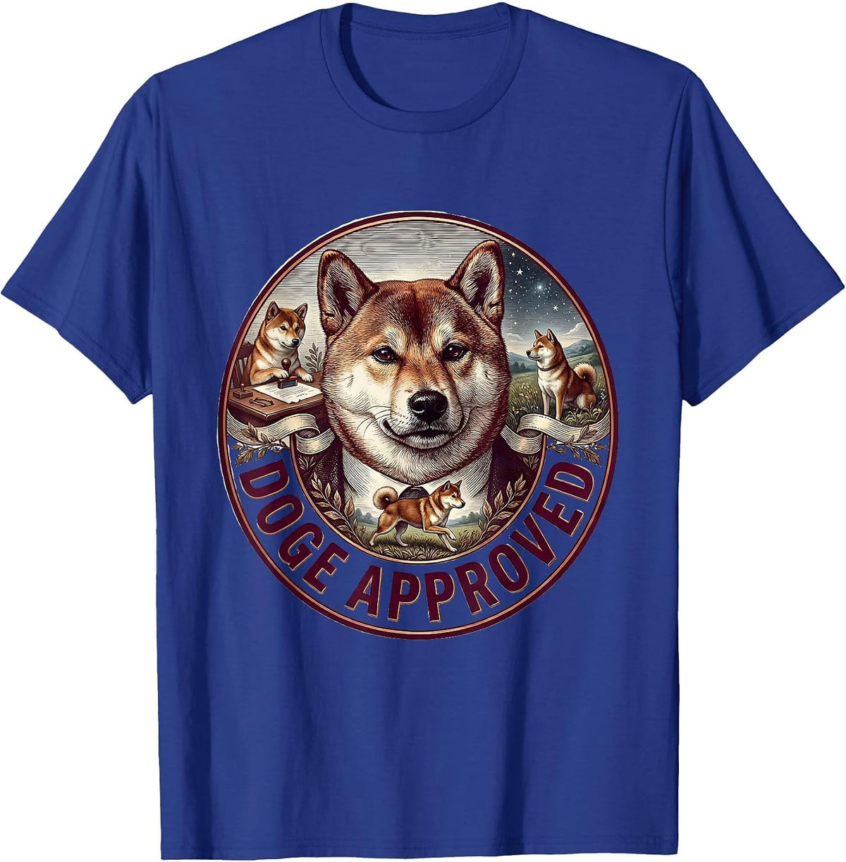 Doge Approved Internet Meme Humor Design T-Shirt - Royal Blue