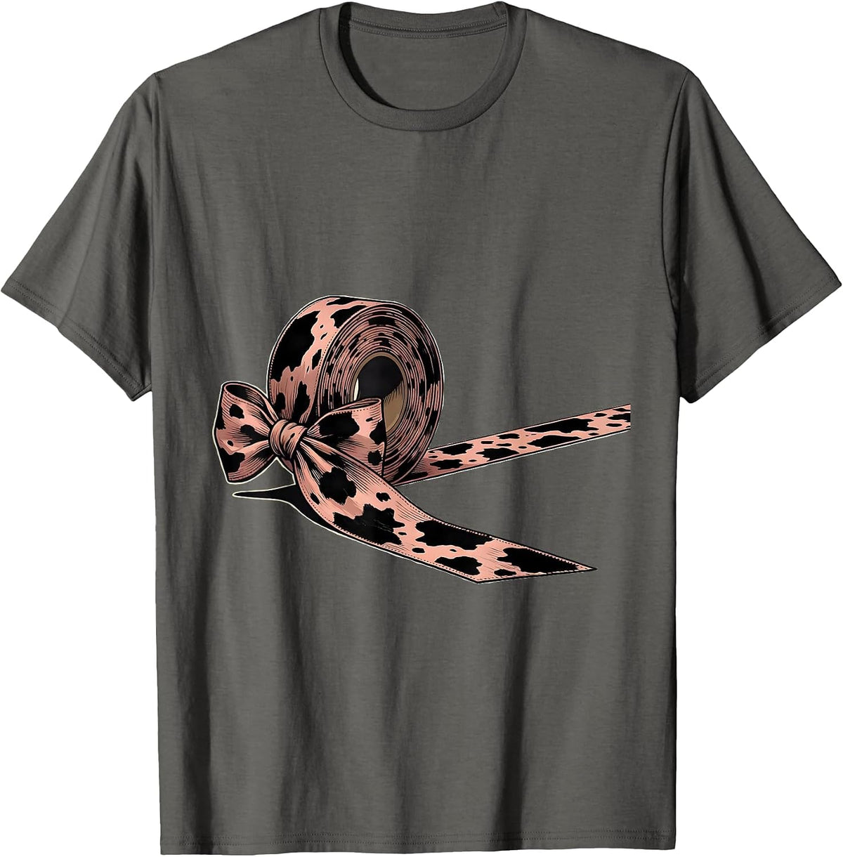 Men's Coquette Bow Cow Print Pattern Cute Cow Lover Gift T-Shirt - Asphalt Grey
