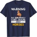 Warning May Spontaneously Start Talking About Horses T-Shirt - Navy Blue