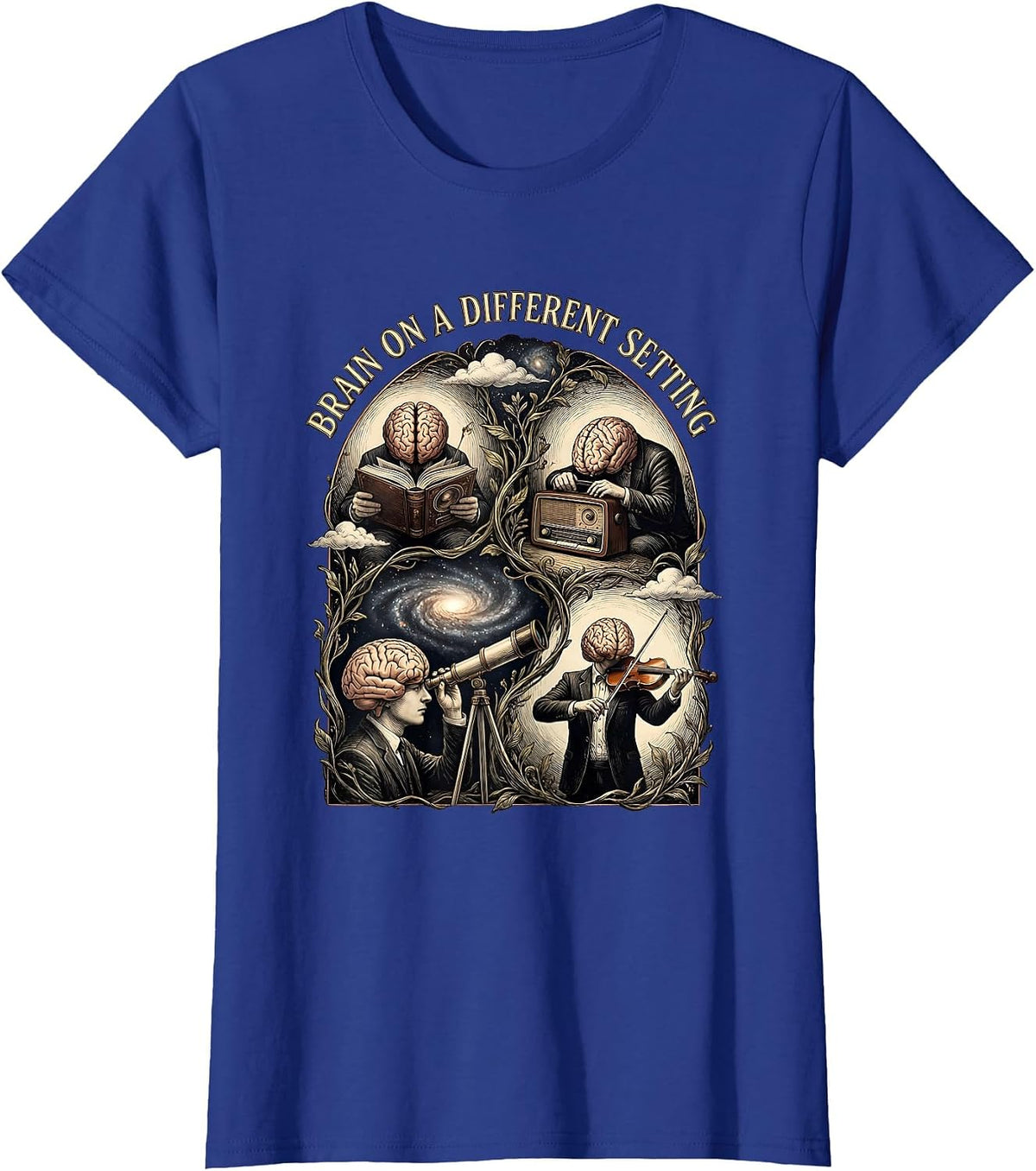 Women's Brain on a Different Setting Neurodiversity Design T-Shirt - Royal Blue