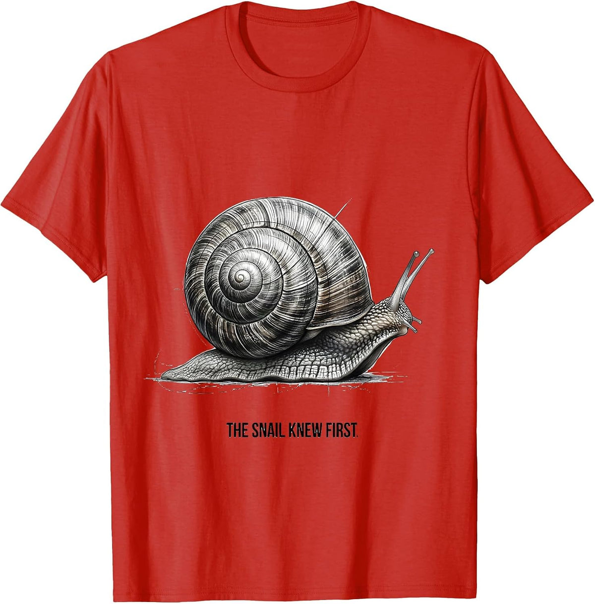 Men's The Snail Knew First Monochromatic Sacred Geometry Math T-Shirt - Red