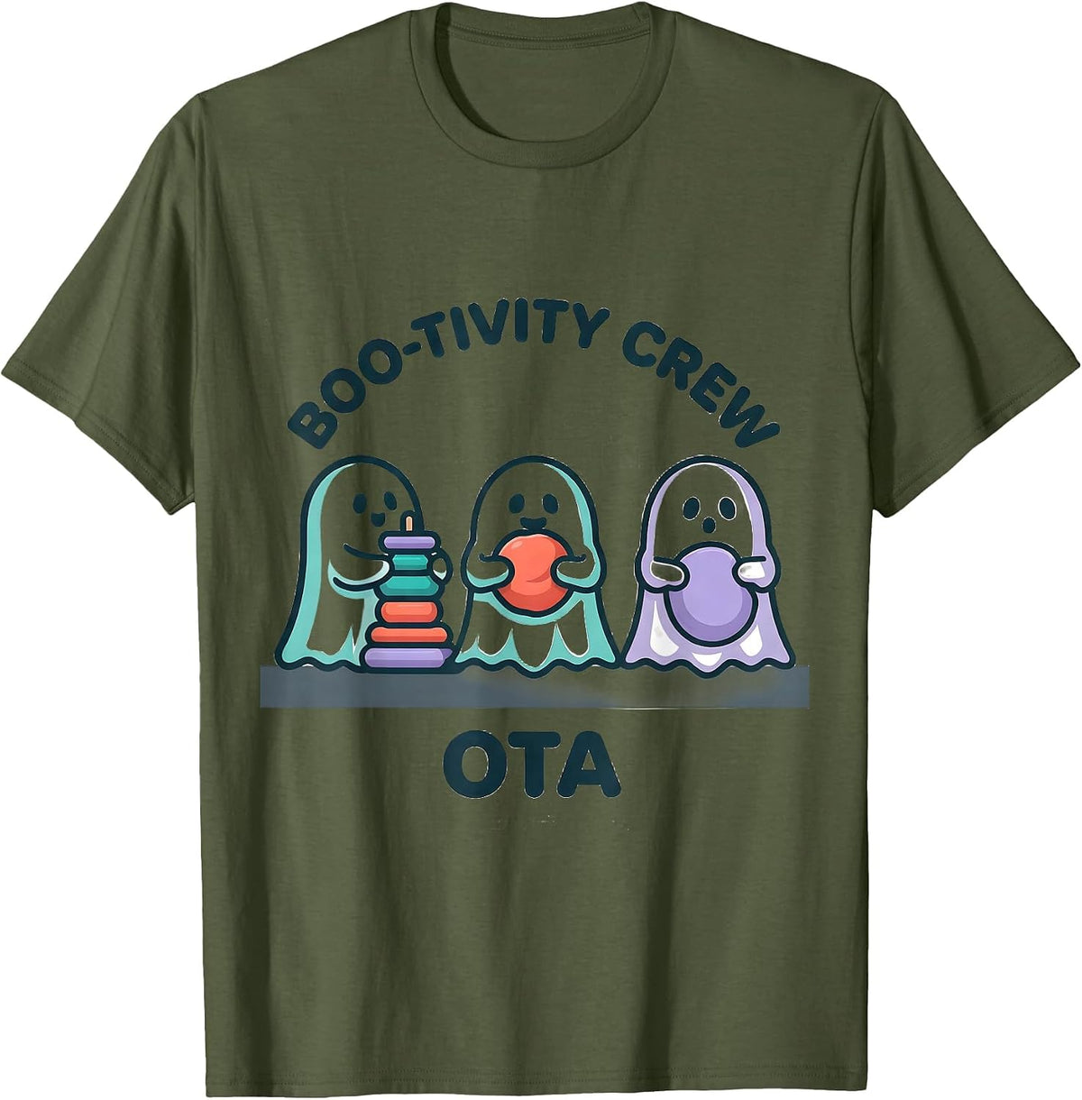 Boo-tivity Crew OTA Funny Occupational Therapy Halloween T-Shirt - Olive Green