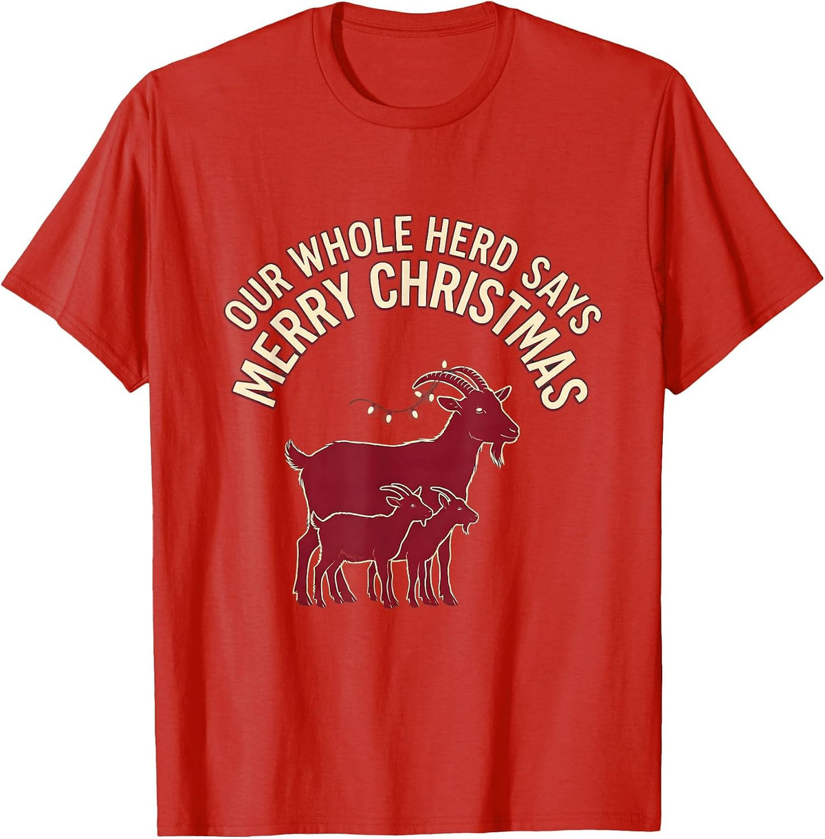 Men's Our Whole Herd Says Merry Christmas Funny Goat Lover T-Shirt - Red