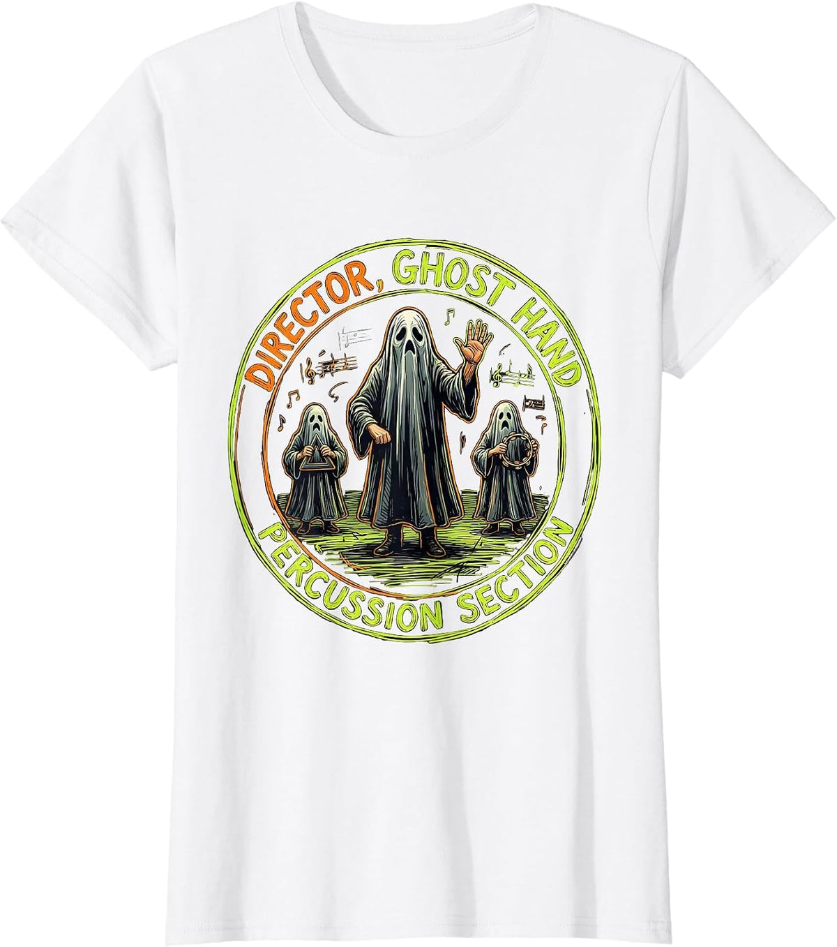 Director, Ghost Hand Percussion Section Music Teacher T-Shirt - White