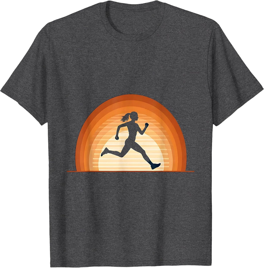 Men's Sun-Drenched Sprint Track Runner Illustration T-Shirt - Dark Heather Grey