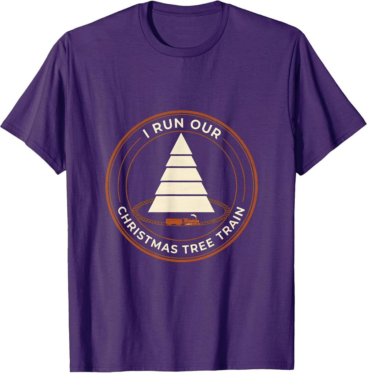 Men's I Run Our Christmas Tree Train Funny Train Hobbyist Vintage T-Shirt - Purple