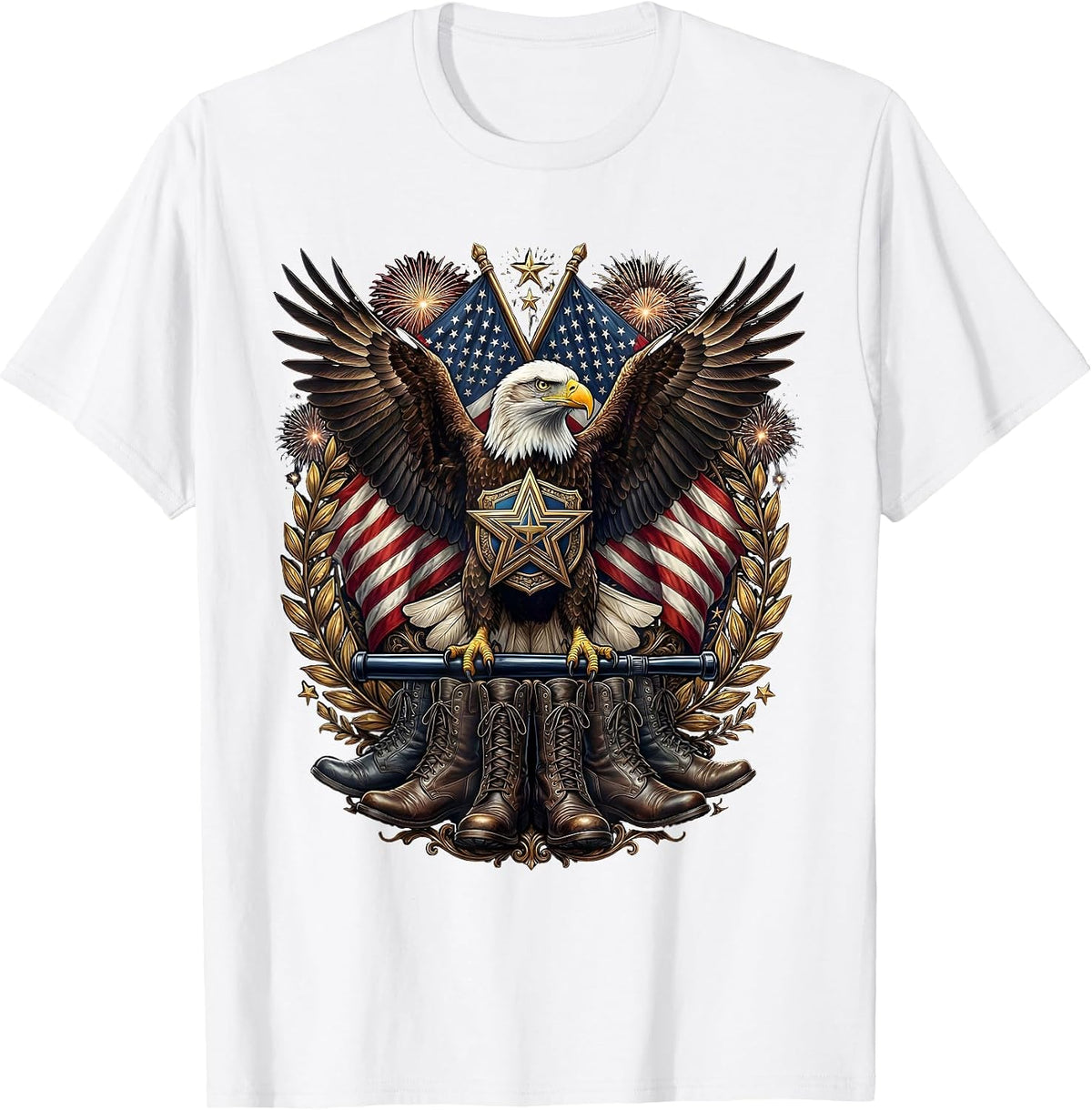 Men's NYPD Boots and Baton Precinct Steps Illustration T-Shirt - White