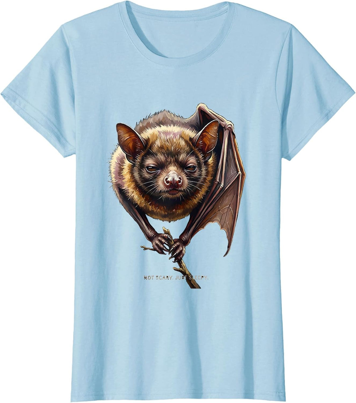 Women's Not Scary Just Sleepy Vintage Bat Lover Halloween Nature T-Shirt - Baby Blue