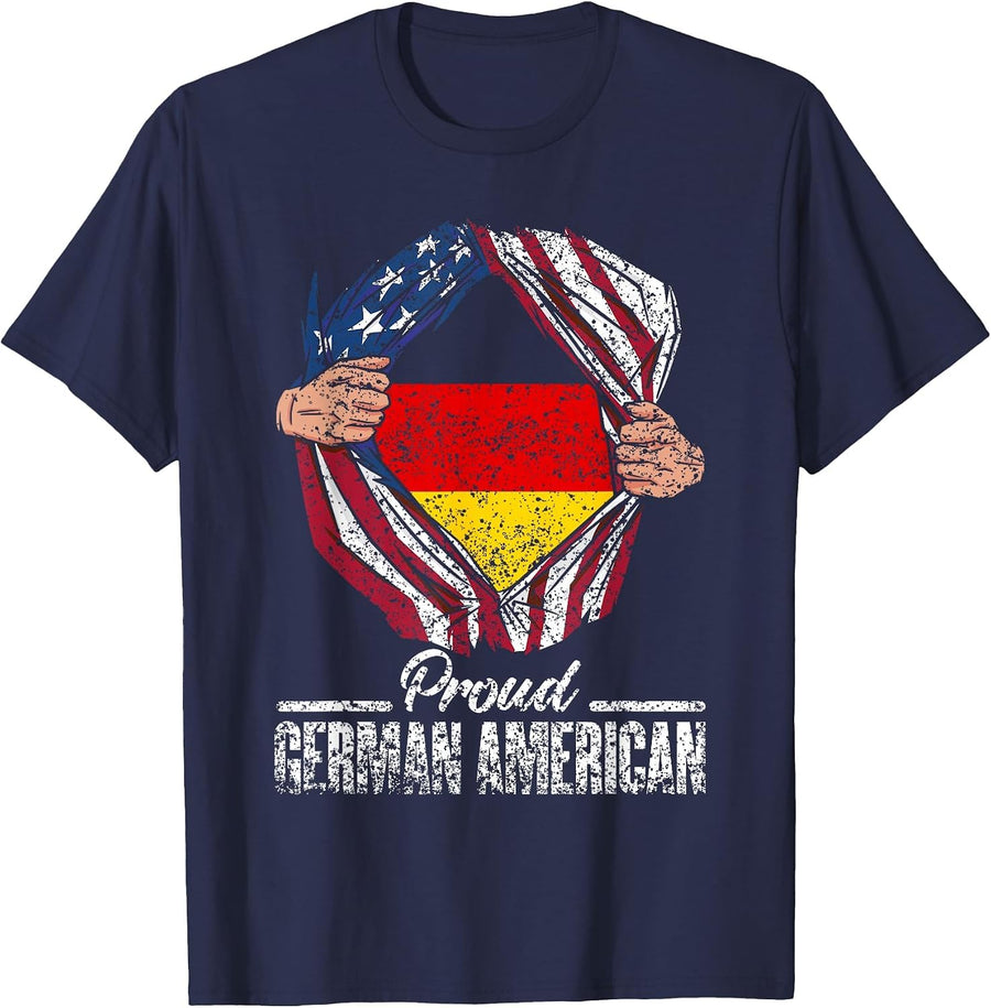 Proud German American Germany Us America German American USA T-Shirt - Navy Blue