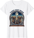 Women's Three Goat Moon Funny Animal Meme Parody T-Shirt - White