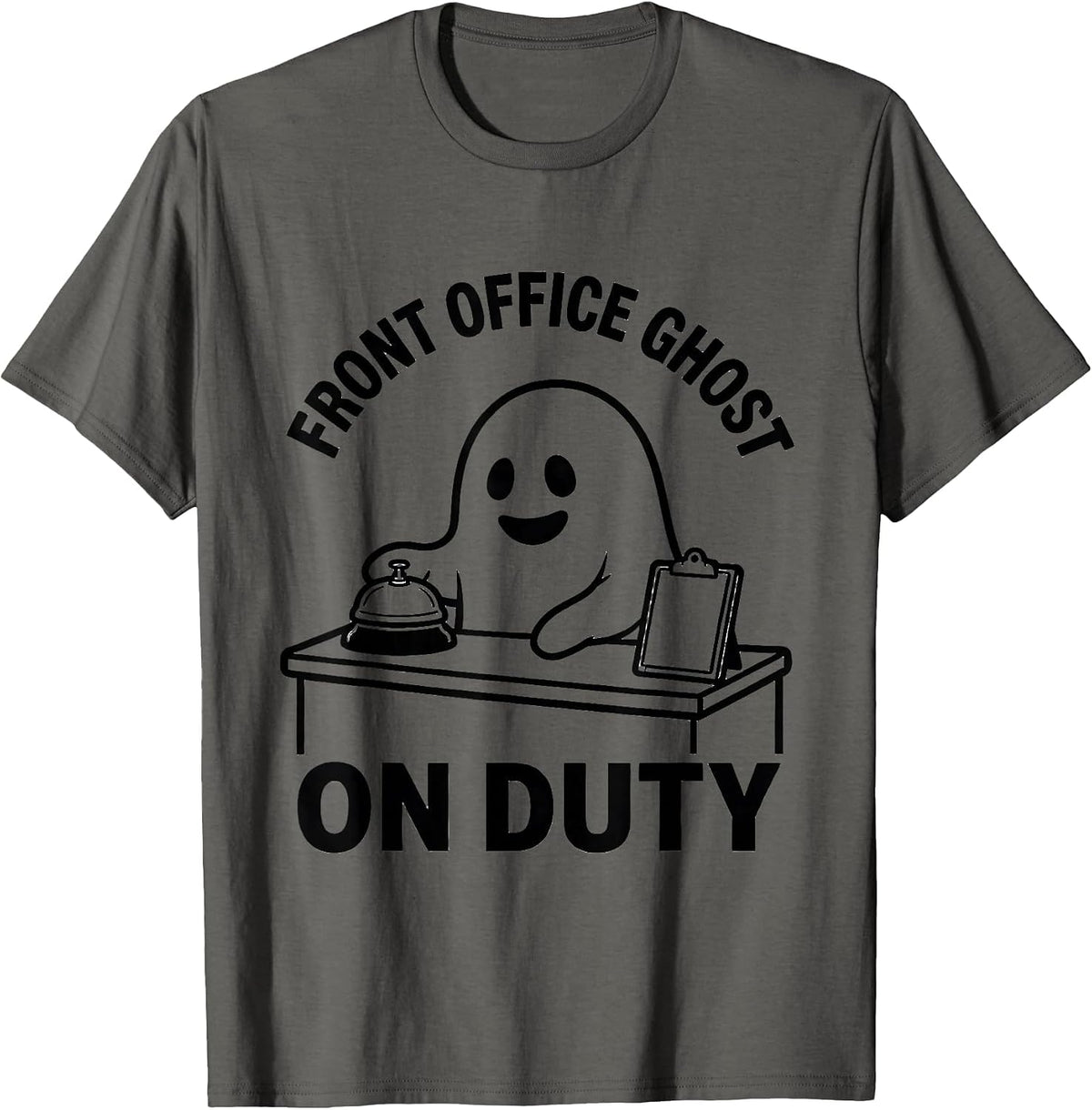 Front Office Ghost On Duty Funny Teacher Halloween Costume T-Shirt - Asphalt Grey
