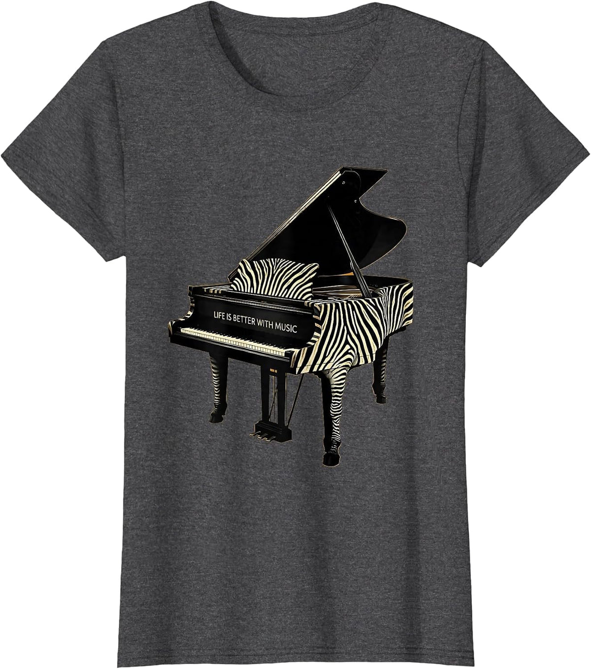 Women's Life Is Better With Music Teacher Design T-Shirt - Dark Heather Grey