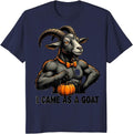 I Came As A Goat Funny Cartoon Goat Halloween Party Costume T-Shirt - Navy Blue
