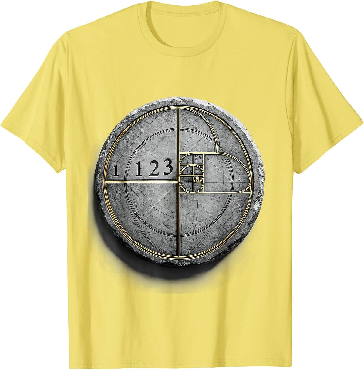 Men's 1 1 2 3 Fibonacci Spiral Sacred Geometry Math Enthusiast T-Shirt - Lemon Yellow