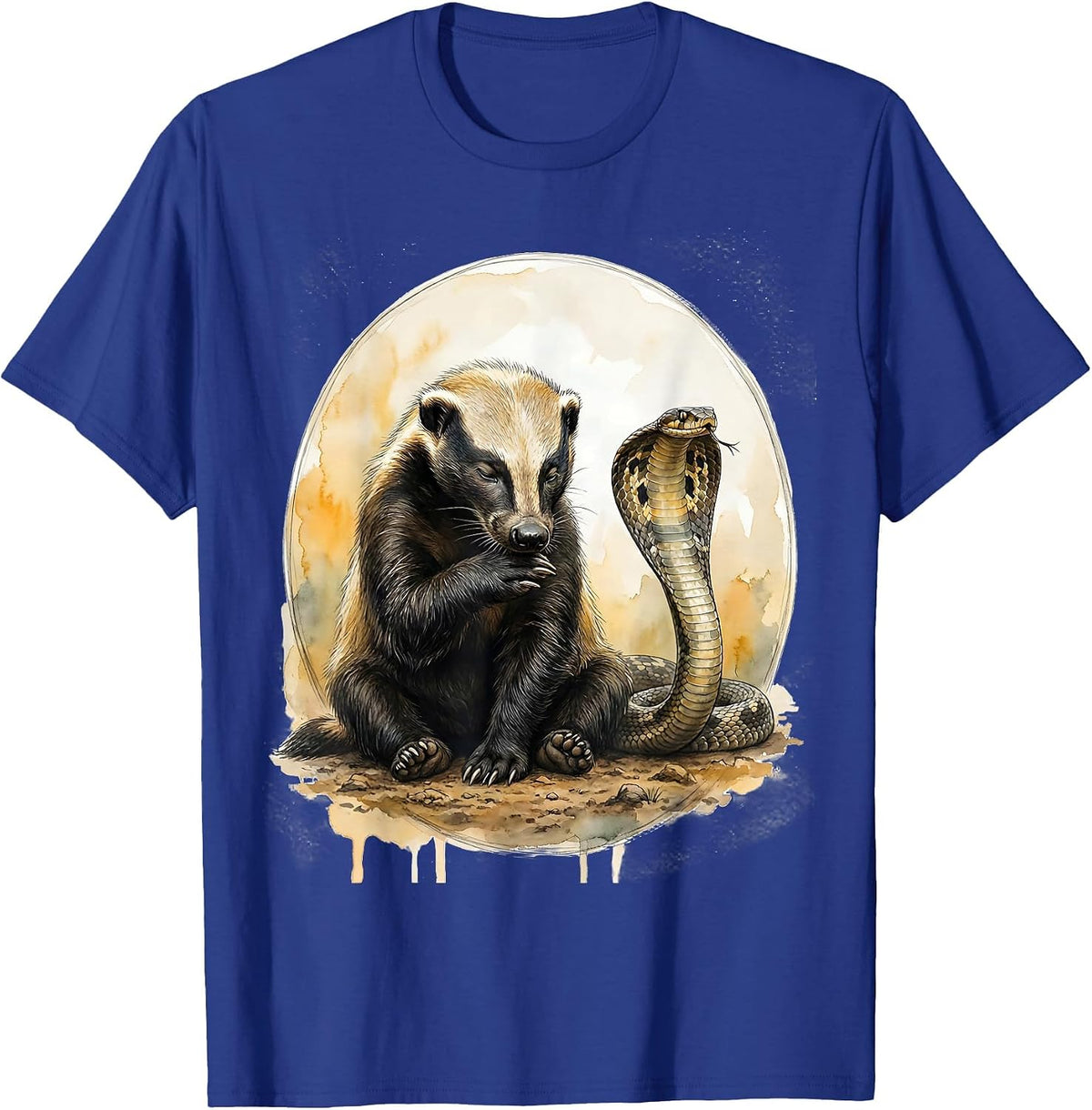Honey Badger Watercolor Animal Lover Humor T-Shirt - Royal Blue
